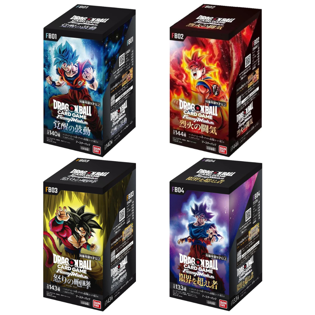 [Bundle SALE] DRAGON BALL SUPER CARD GAME FUSION WORLD FB-04 + FB03 + FB02 + FB01 Special Set 4 Booster Box